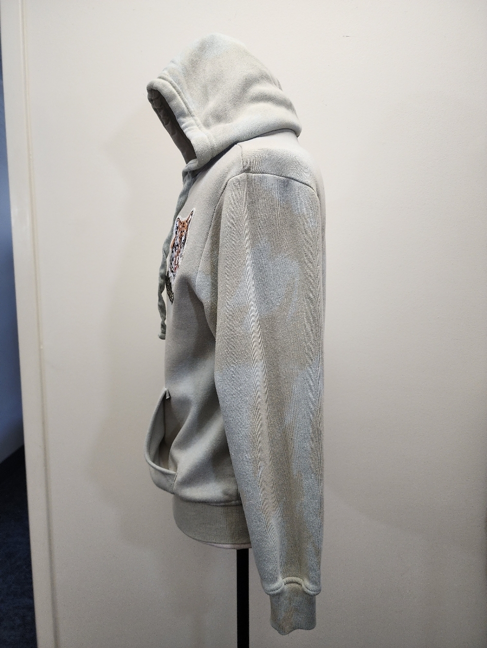 Upcycled Marble Wash Zip Hoodie Tiger Patch Hand Dyed Streetwear Size Small - Picture 3 of 7